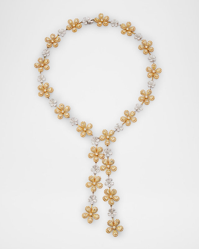 Masterpiece 18K Yellow and White Gold Flower Necklace with Diamonds